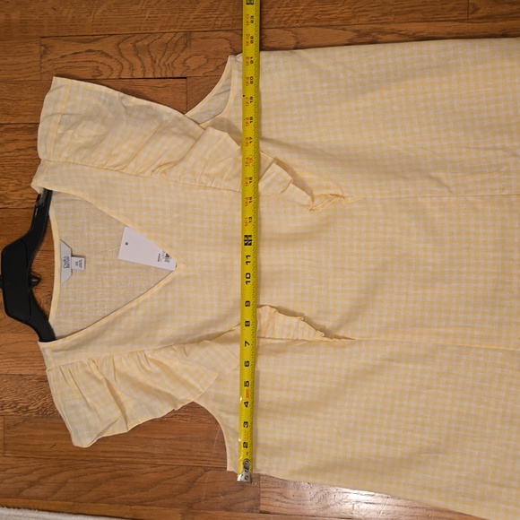 CROFT & BARROW WOMENS PLUS YELOW & WHITE GINGHAM TOP RUFFLED SLEEVES SIZE XXL - Picture 13 of 16